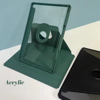 เคสฝาพับ Samsung Tab case S6 lite A8 S10+ S9 S7+ S8 + 360° เรือนหมุนได้ วัสดุอะคริลิ เคส Galaxy S9+ S9 FE tab s10 fe+