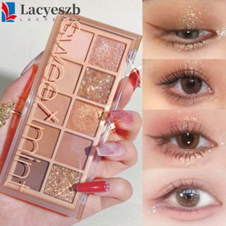 Lacyeszb พาเลตต์อายแชโดว์ เนื้อแมตต์ กลิตเตอร์ ไฮไลท์คอนทัวร์ กันน้ํา 10 สี