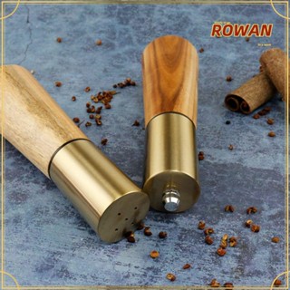 Rowans ขวดบดพริกไทย เครื่องเทศ สเตนเลส ไม้ สีทอง แมนนวล 7.1*2.4 นิ้ว 7.28*2.4 นิ้ว สําหรับห้องครัว 1 2 ชิ้น