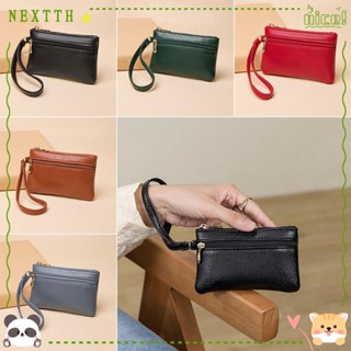 Nextth Zero กระเป๋าสตางค์ กระเป๋าใส่เหรียญ หนัง PU ขนาดเล็ก มีซิปคู่ กันน้ํา น้ําหนักเบา สีพื้น สําหรับผู้หญิง