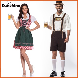 เครื่องแต่งกายผู้ชาย และผู้หญิง ชุดคอสเพลย์ Bavaria Oktoberfest มีไฟ Led สําหรับงานปาร์ตี้ฮาโลวีน