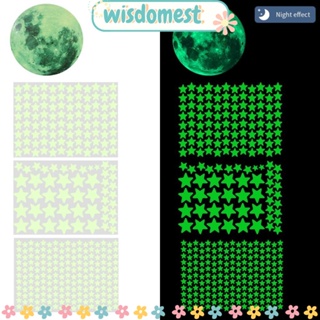 Wisdomest สติกเกอร์ติดผนัง ลายดวงจันทร์ ดาว มีกาวในตัว เรืองแสงในที่มืด สําหรับตกแต่งบ้าน ห้องนอนเด็ก