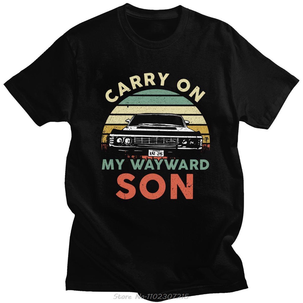 Tv Supernatural T Carry On My Wayward Son Songs เสื้อยืด