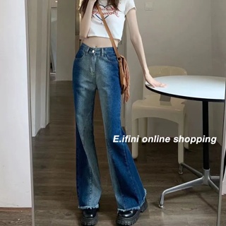 E.ifini กางเกงขายาว กางเกงยีสน์ผู้หญิง ทรงหลวม ๆ ตรง Retro Hip Hop Pants 2023 NEW Style A27L0F8 36Z230905