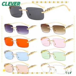 Clever แว่นตากันแดด UV400 ทรงสี่เหลี่ยมผืนผ้า ไร้ขอบ สําหรับผู้หญิง และผู้ชาย