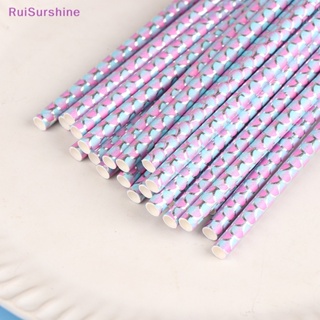 Ruisurshine หลอดดูดกระดาษ ลายนางเงือก สําหรับตกแต่งปาร์ตี้วันเกิดเด็ก 25 ชิ้น