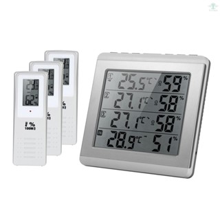 LCD Digital Wireless Indoor/Outdoor Thermometer Hygrometer Four-channel ℃/℉ Temperature Humidity Meter with 3 Outdoor Transmitter Comfort Level