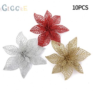 ⭐NEW ⭐10PC Christmas Pint Glitter Artificial Flower Christmas Tree Party Decoration