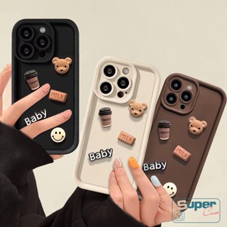 เคสโทรศัพท์มือถือแบบนิ่ม กันกระแทก ลายการ์ตูนหมีหน้ายิ้ม 3D สําหรับ Samsung A04s A14 A12 A13 A04 A03 A24 A23 A03s A20 A02s A32 A50 A10s A52 A04E A31 A11 A20s A50s A51 A30s A30 A52s