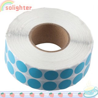 Solighter สติกเกอร์ฉลากเปล่า ลายจุด สีฟ้า สําหรับติดบรรจุภัณฑ์ ของขวัญ