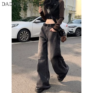 DaDuHey Women's American-Style plus Size Wide Leg Jeans Loose Drooping New High Waist Slimming Casual Straight-Leg Mop Pants