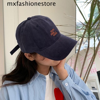 Mxfashione หมวกเบสบอล ผ้าฝ้าย พิมพ์ลายตัวอักษร ปรับได้ สไตล์เกาหลี เรโทร สําหรับผู้หญิง และผู้ชาย