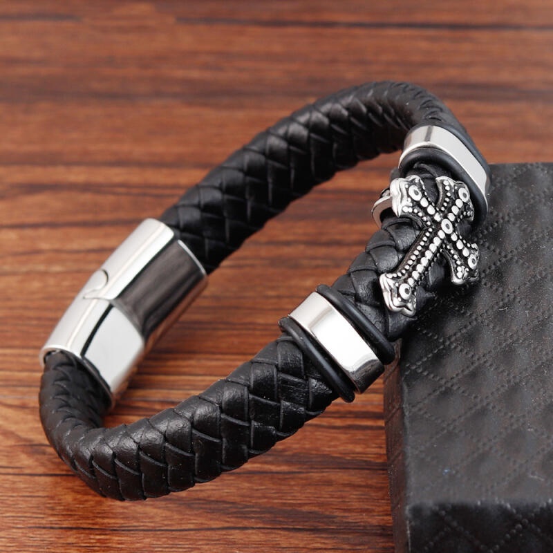 เครื่องประดับ สร้อยข้อมือหนัง แต่งหัวเข็มขัดแม่เหล็ก สไตล์ฮิปฮอป แฟชั่นวินเทจ สําหรับผู้ชาย