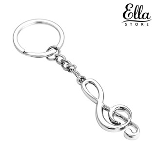 Ellastore123 พวงกุญแจ จี้สัญลักษณ์โน้ตดนตรี 3D สีเงิน