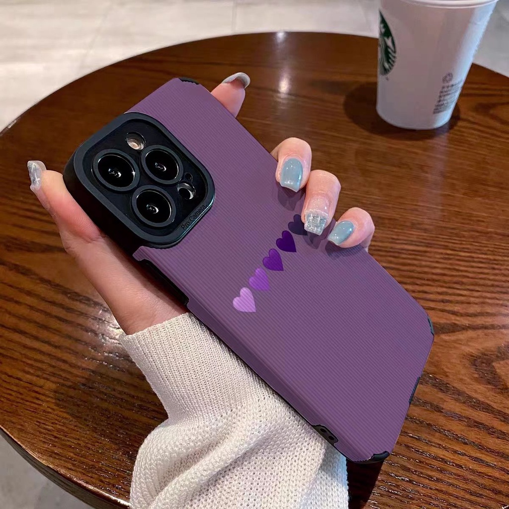 สีม่วงรัก iPhone 15/16Promax 14promax /13/12/11 ลายทนต่อการตกรวมทุกอย่างเคสโทรศัพท์ iPhone X/Xr/Xsmax/7P