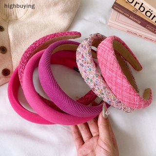 [highbuying] ที่คาดผมฟองน้ํา สีชมพูกุหลาบ บาง กว้าง สไตล์เจ้าหญิง แฟชั่นสําหรับผู้หญิง พร้อมส่ง