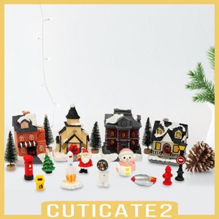 [Cuticate2] โมเดลบ้านหมู่บ้านเรืองแสง LED ขนาดเล็ก สําหรับตกแต่งเทศกาลคริสต์มาส