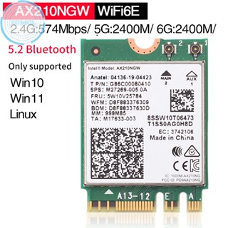 Xo94ol อะแดปเตอร์การ์ดไร้สาย WiFi 6E Intel AX210 5.2 M.2 AX210NGW 2.4Ghz 5Ghz 6Ghz 5374Mbps 802.11ax AX200 สําหรับแล็ปท็อป PC