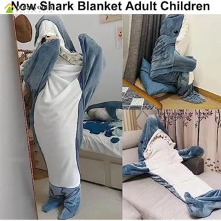 140-210cm ชุดมาสคอต ชุดนอนผ้านวม Shark Blanket ถุงนอน ผ้าห่ม ผ้าฟาบริค มีฮู้ด ลายฉลาม สําหรับผู้ใหญ่