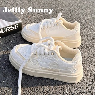  Jellly Sunny  รองเท้าผ้าใบผู้หญิง พื้นหนา ใส่สบาย สไตล์เกาหลี รองเท้าแฟชั่นผู้หญิง มีความนุ่มนวล 2023 ใหม่ FYD2390VUX 37Z230913