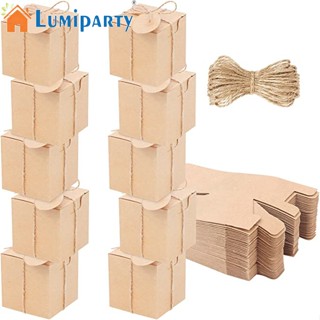 Lumiparty กล่องกระดาษคราฟท์ ทรงสี่เหลี่ยม พร้อมเชือก สไตล์เรโทร สําหรับใส่ของขวัญ งานแต่งงาน ปาร์ตี้ 50 ชิ้น