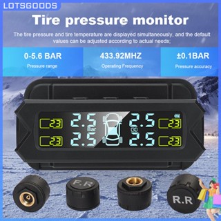 ★ Lotsgoods.th ★【พร้อมส่ง】เซนเซอร์วัดความดันลมยางดิจิทัล พลังงานแสงอาทิตย์ TPMS หน้าจอ LCD 400mAh 4 ชิ้น