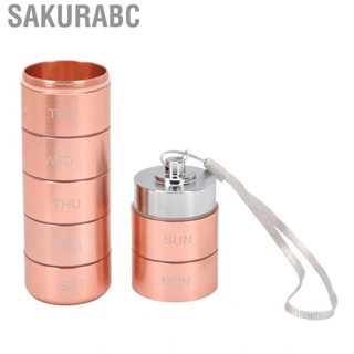 Sakurabc Metal Weekly  Box Portable Aluminum Alloy Case Rose Gold for Travel