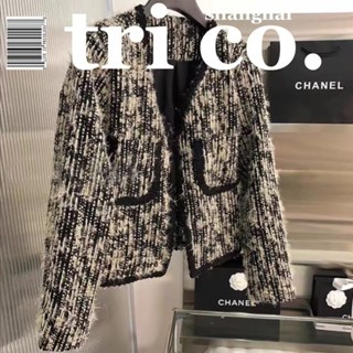 Womens coat autumn and winter sequins short style coat womens new high-end design temperament mixed jacket Korean version plush coat woman