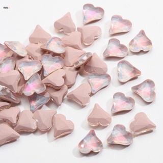 Peach Heart Rhinestone Love Heart Nails Art 3d Crystal Decorations ใหม่