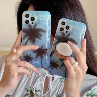 Niche เคสโทรศัพท์มือถือ ซิลิโคน กันกระแทก ลายต้นมะพร้าว สําหรับ Iphone 14 13ProMax 12 13pro 11 14pro 15