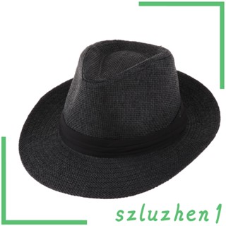 [Szluzhen1] หมวกฟางปีกกว้าง ลายปานามา Fedora Trilby สําหรับผู้ชาย ผู้หญิง