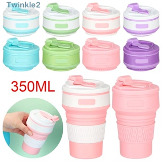 Twinkle แก้วน้ําซิลิโคน พับได้ เกรดอาหาร ขนาด 350 มล. สําหรับตั้งแคมป์ ท่องเที่ยว กลางแจ้ง