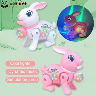 Wonder ของเล่นกระต่ายอิเล็กทรอนิกส์ เรืองแสง สุ่มสี พร้อมเชือกลากจูง สําหรับเด็ก