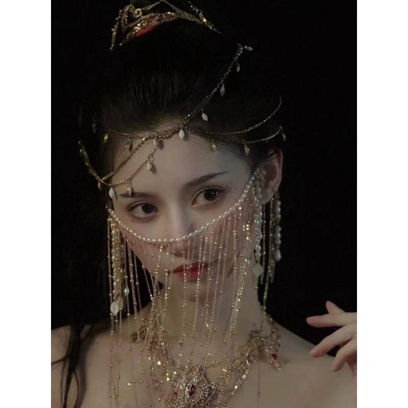 เครื่องประดับผม จี้มงกุฎเต้นรํา แต่งพู่ สีทอง สไตล์ฮั่นฝู แฟชั่นตะวันตก สําหรับเต้นหน้าผาก2023918014