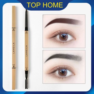 Natural Lasting Waterproof Eyebrow ปากกา Ultra-fine สามมิติ Non-smudge Double-headed Small Gold Bar ดินสอเขียนคิ้ว, Wow ~ ราคาต่ำสุด