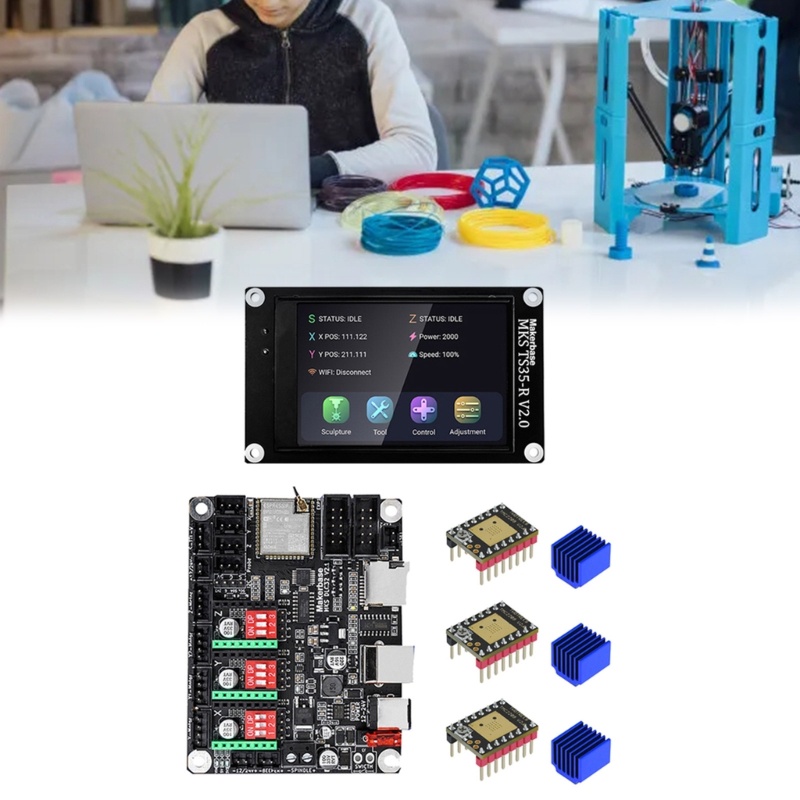 R* เมนบอร์ดเครื่องแกะสลัก MKS DLC32 V2 1 TS35 LCD TMC2209 3 ชิ้น