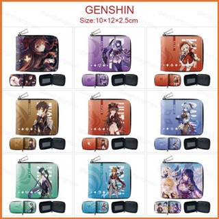 Yt3 Genshin Impact กระเป๋าสตางค์ใบสั้น ลายการ์ตูน มีซิป อเนกประสงค์ TY3
