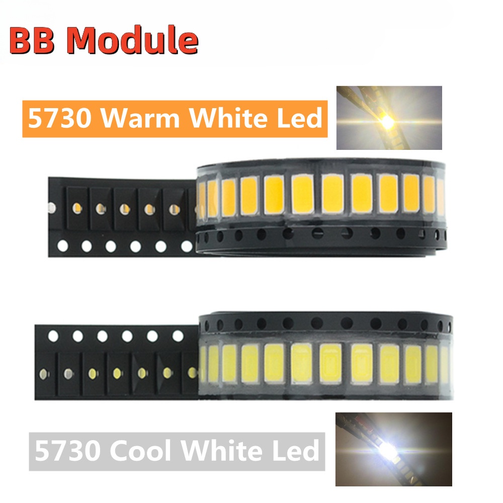 ไดโอด 5630 5730-CW WW 0.5W-150Ma 50-55lm 6500K SMD 5730 5630 LED 5730 (3.2~3.4V) สีขาว 100 ชิ้น