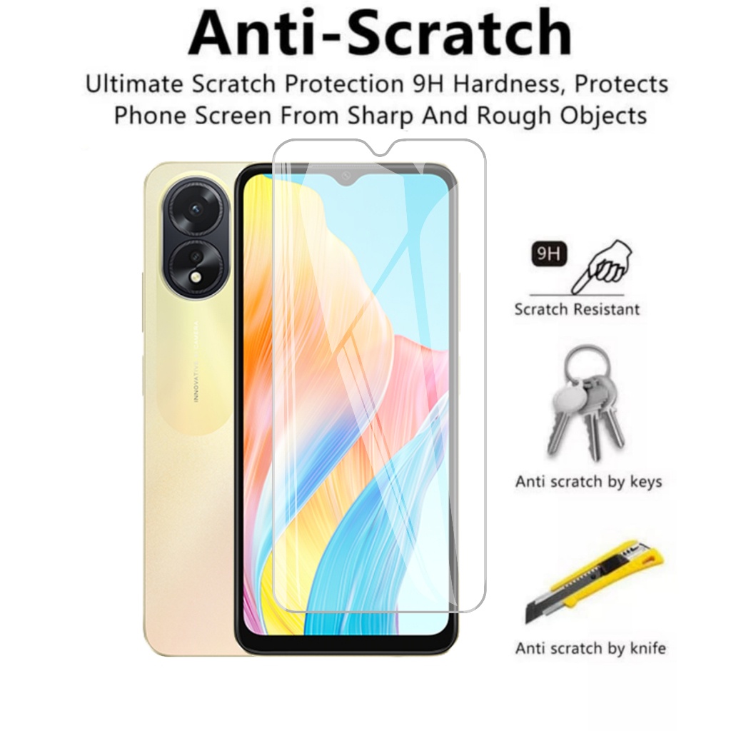 LAYAR กระจกนิรภัย Oppo A18 A38 A98 Anti-Scratch Clear โทรศัพท์มือถือป้องกันหน้าจอ