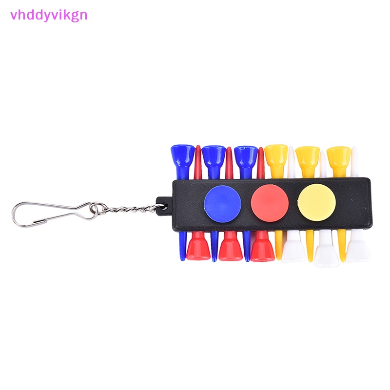 VHDD 1x Golf Tee Holder Carrier 12 พลาสติก Tees w 3 เครื่องหมาย w 1 KeyChain TH