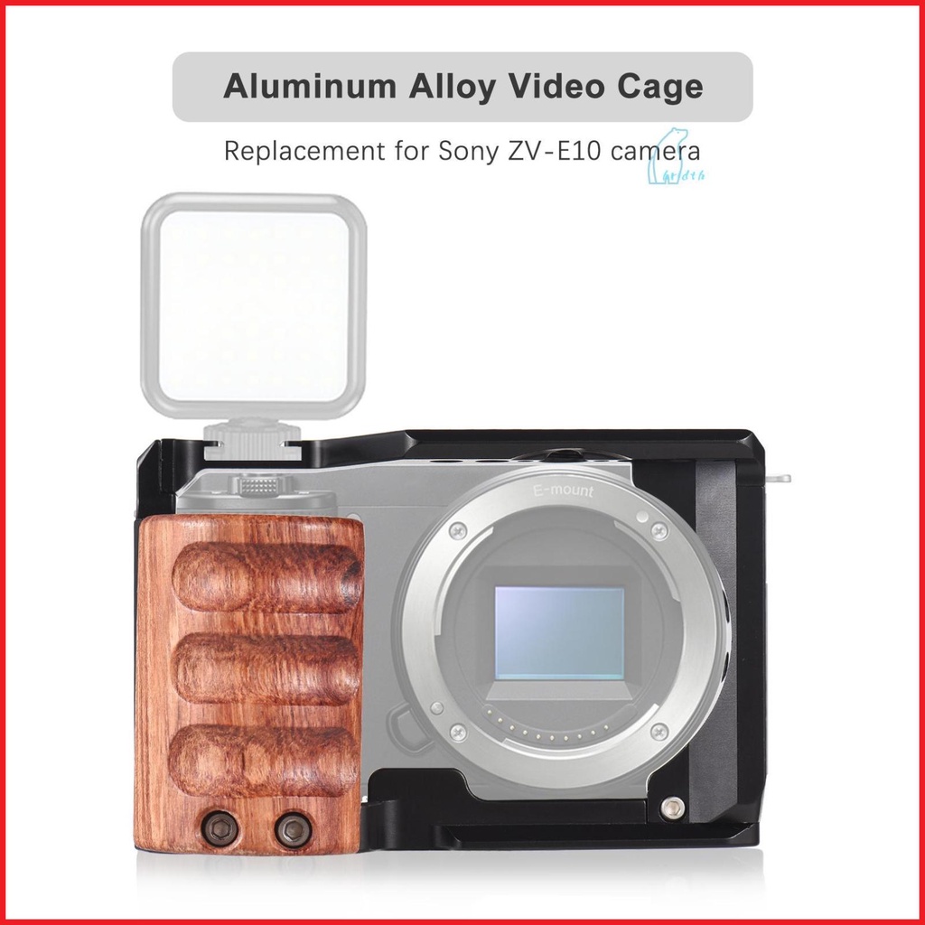 Andoer Video Cage for  ZV-E10 Camera - Aluminum Alloy Cage with Cold Shoe Mount for Professional Filmmakers