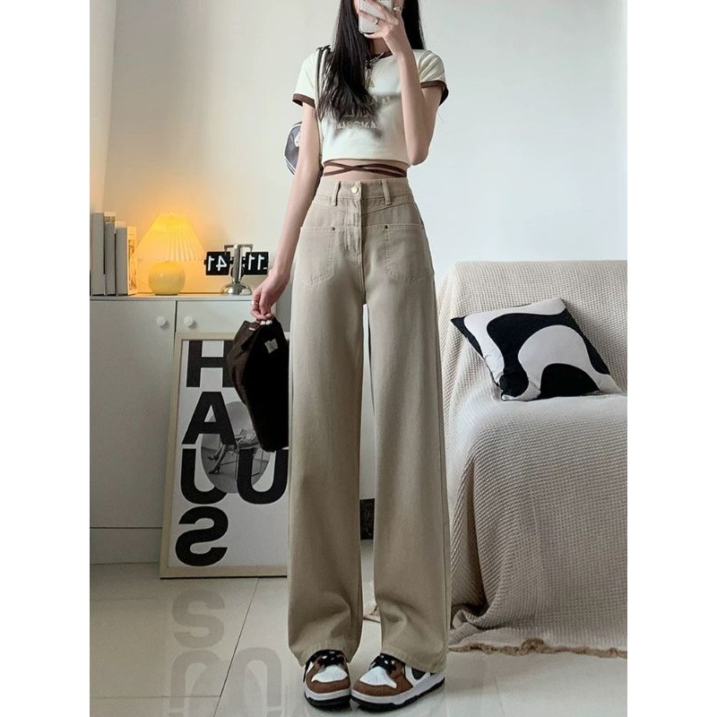 Elves✨พร้อมส่ง✨ กางเกงยีนส์เอวสูง ขายาว 6สี ทรงกระบอก ~946/946-1~ -NZ - รูปที่ 6