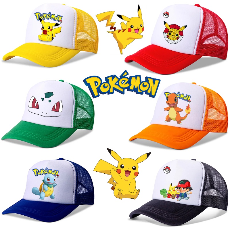 【สินค้าพร้อมส่ง】หมวกเบสบอล ผ้าตาข่าย ระบายอากาศ ลายการ์ตูนโปเกม่อน ปิกาจู สไตล์ฮิปฮอป ของขวัญวันเกิด สําหรับเด็ก