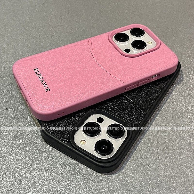 เคสโทรศัพท์มือถือหนัง กันกระแทก พร้อมช่องใส่บัตร สีพื้น สําหรับ Apple Iphone 15promax 14 13 12 11 15pro 14pro