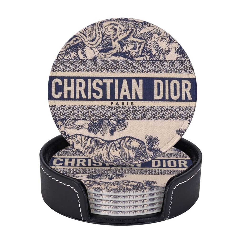 Dio R Coasters ที่รองแก้วหนัง พร้อมที่จับ ป้องกันเฟอร์นิเจอร์ รอยขีดข่วน และความเสียหาย 6 ชิ้น