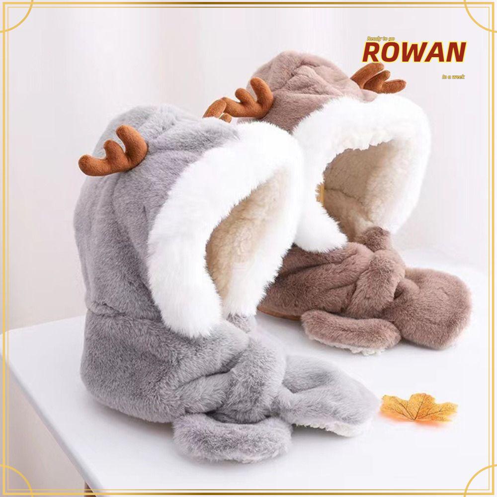 Rowans หมวก ผ้าพันคอ ผ้ากํามะหยี่ขนนิ่ม ลายการ์ตูนเป็ดน่ารัก ให้ความอบอุ่น เหมาะกับฤดูใบไม้ร่วง และฤดูหนาว สําหรับเด็กทารก