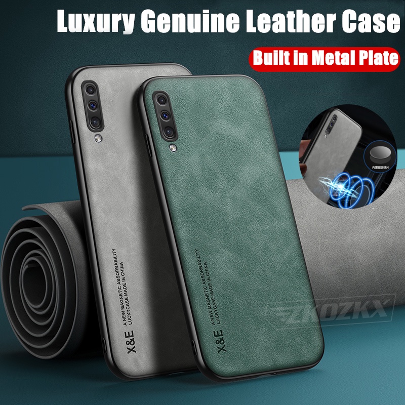 สําหรับ Samsung Galaxy A30s 6.4 นิ้ว SM-A307F A307FN A307GN Slim Minimalist ของแท้หนังแกะในตัวแผ่นโล