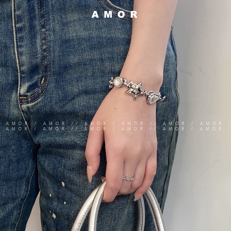 สร้อยข้อมือโซ่ จี้รูปดาว สไตล์วินเทจ