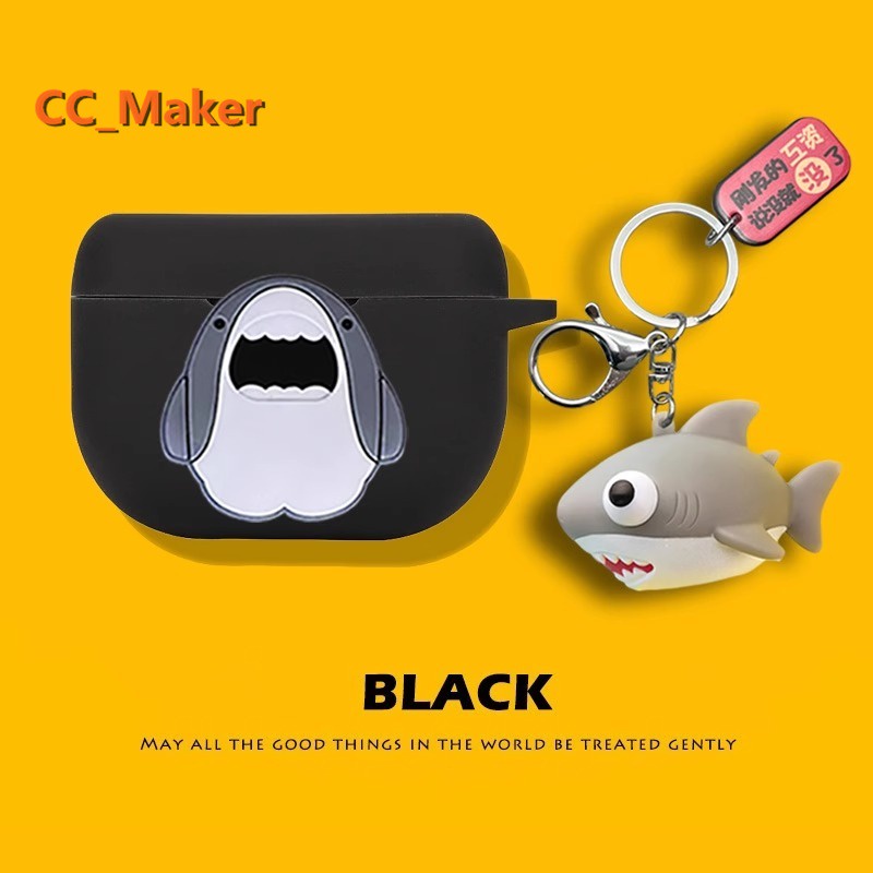 For Jabra Elite 8 Active Case Cartoon Shark Keychain Pendant Creative Astronaut Jabra Elite 10 Silic