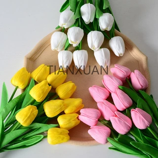34cmดอกไม้ประดิษฐ์ ทิวลิป ประดิษฐ์ดอกไม้ปลอมตกแต่งบ้าน มือจำลองดอกไม้การถ่ายภาพงานแต่งงาน วันวาเลนไทน์ตกแต่งเค้ก